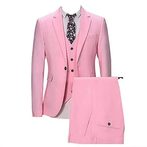 Produktbild: FRANK Herren Anzug 3 Stück Rosa Revers Hochzeitsanzug