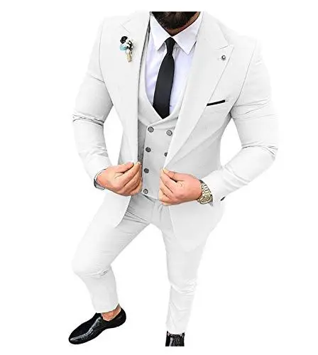 Produktbild: FRANK Herren Anzug Slim Fit EIN Knopf 3-teilig Geschäft Hochzeitsfest Jacke Weste & Hose