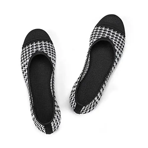 Produktbild: Frank Mully Damen Ballerinas Slip On Knit Kleid Schuhe Pumps Schuhe Runde Zehe, Schwarz, 36.5 EU