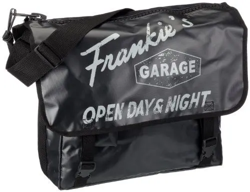 Produktbild: Frankie's Garage Messenger Bag T10980912-010-012 Unisex - Erwachsene Messengerbags, Schwarz (Black-lightgrey), 38x34x14 cm (B x H x T)