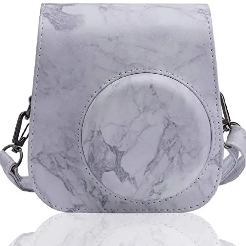 Produktbild: Frankmate Sofortbildkameratasche kompatibel mit Instax Mini 12 11 9 8, PU-Leder Tasche mit Tasche und verstellbarem Schultergurt (Marble)
