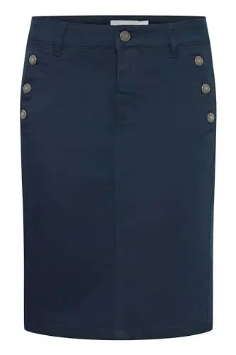 Produktbild: fransa FRLOMAX Damen Rock Minirock mit Zierknöpfe Baumwollmischung Gürtelschlaufen, Größe:38, Farbe:Navy Blazer (193923)