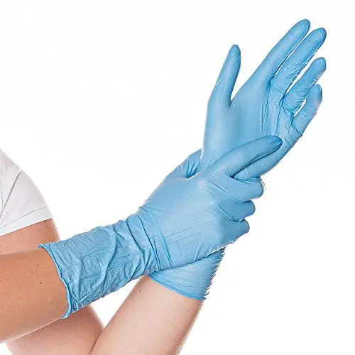 Produktbild: FRANZ MENSCH Nitrilhandschuh SAFE LONG blau M 30 cm, puderfrei