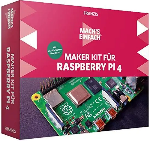 Produktbild: FRANZIS 67112 - Mach's einfach, Maker Kit für Raspberry Pi 4, inkl. allen Bauteilen und 150-seitigem Handbuch