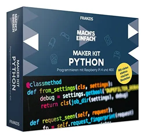 Produktbild: FRANZIS 67183 - Mach' s einfach, Maker Kit Python, für Raspberry Pi 4 und 400, inkl. allen Bauteilen und 140-seitigem Handbuch