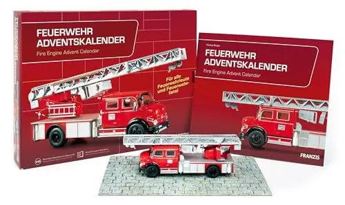 Produktbild: FRANZIS 67206 - Feuerwehr Adventskalender, Metall Modellbausatz des Mercedes-Benz L1519 im Maßstab 1:43, inkl. 52-seitigem Begleitbuch