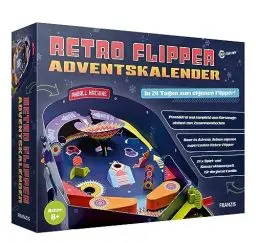 Produktbild: FRANZIS 67210 - Retro Flipper Adventskalender, In 24 Tagen zum eigenen, voll funktionsfähigen Flipper-Automaten, plastikfrei, für Kinder ab 8 Jahren