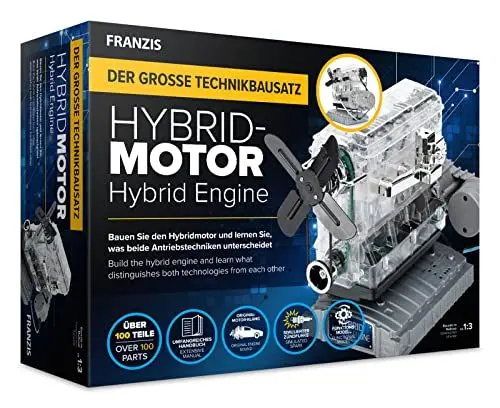 Produktbild: FRANZIS 67157 - Der große Technikbausatz Hybridmotor, originalgetreuer Motorbausatz im Maßstab 1:3, inkl. Soundmodul und 86-seitigem Begleitbuch, Transparent, Mehrfarbig