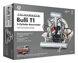 Produktbild: FRANZIS 67152 – Volkswagen VW Bulli T1 Boxermotor, originalgetreuer Motorbausatz des 4-Zylinder Motors im Maßstab 1:4, inkl. Soundmodul, Anleitung und 94-seitigem Begleitbuch