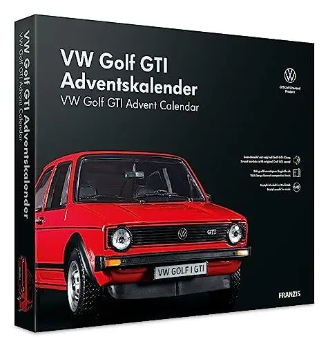 Produktbild: FRANZIS 55102 - VW Golf GTI Adventskalender rot, Metall Modellbausatz im Maßstab 1:43, inkl. Soundmodul und 52-seitigem Begleitbuch