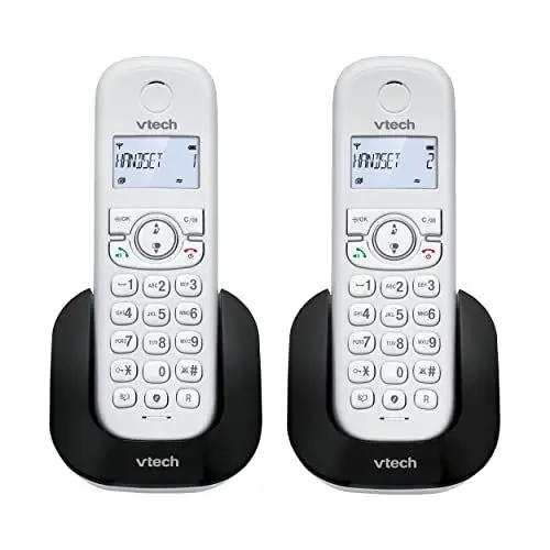 Produktbild: (Französische Fassung) VTech CS1501 Schnurloses DECT-Telefon mit Zwei Mobilteilen, Anrufsperre, Anruferkennung/Anklopfen, Freisprecheinrichtung, beleuchtetem Display und beleuchteter Tastatur