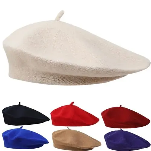 Produktbild: Französischen Beret Damen Beige Baskenmütze Damen Sommer Baumwolle Klassishe Künstler Barrett Mütze Herren 56-58cm Mode Basken Mütze für Windjacke, Kleid Winter Mütze Barett für vier Jahreszeiten