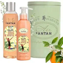 Produktbild: Französisches Geschenkset Für Frauen/Duft Orangenblüte, Maiglöckchen/ 1 Duschgel 250ml + 1 Bodylotion Frauen 200ml/ schöne Metallbox/Un Air d'Antan/Badezusatz Frauen/Geschenkset Damen/Badeset