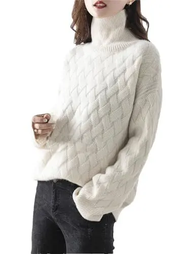Produktbild: Frauen Herbst Und Winter Rollkragen Kaschmir Pullover Lose Dicken Pullover Wolle Pullover