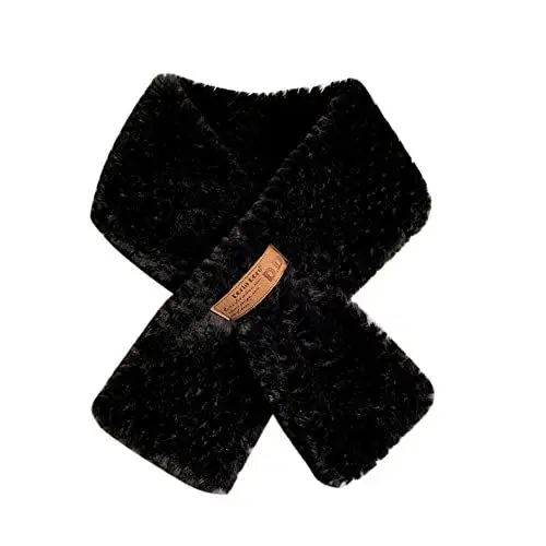 Produktbild: Frauen Kunstpelzkragen,MoreChioce 90cm × 10cm Winter Künstlicher Kaninchenfell Schal Winter Fauxpelzkragen Elegante Wärm Kapuze Fellkragen Damen Mädchen Plüsch Schal Flauschig Kunstfell Schal,Schwarz