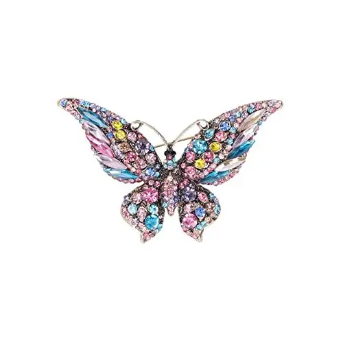 Produktbild: Frauen Mädchen Große Kristall Sicherheit Schmetterling Broschen Pins Dame Hochzeit Regenbogen Strass Broschen Schmuck Dekorative Broschen Pins Broschen & Anstecknadeln