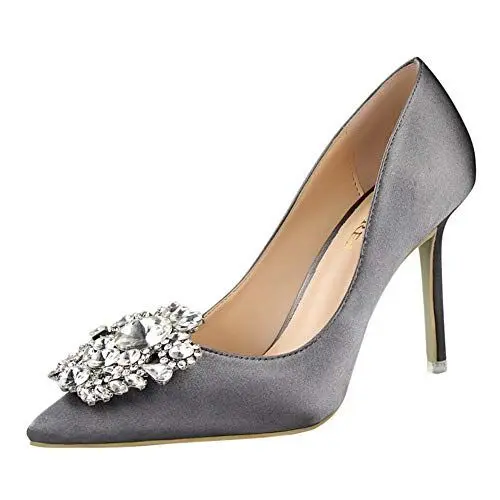 Produktbild: Frauen Strass Sexy Stilettos High Heel Geschlossene Zehe Slip On Kleid Court Schuhe Pumps Für Party Hochzeit Nachtclub 10 cm
