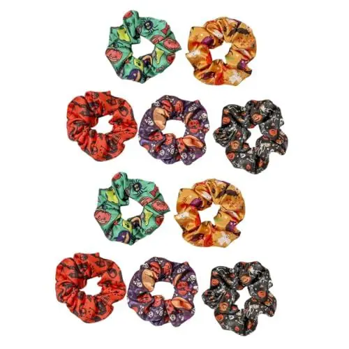 Produktbild: FRCOLOR 10 Stk Halloween-Haargummi Dickdarm-Haargummis Herbstkürbis-Scrunchie Halloween-Haare halloween haargummi haarreif halloween Haarbänder haarschmuck Haarring bunte Haargummis Stoff