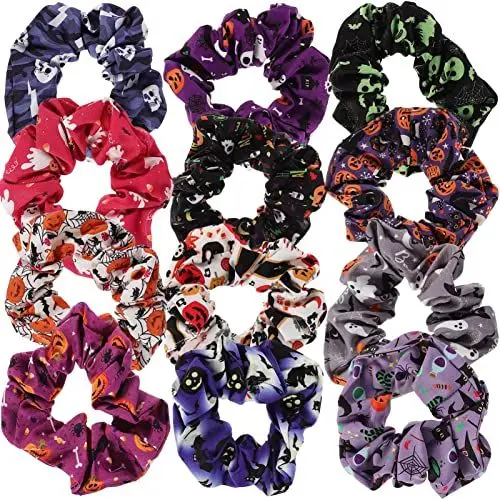Produktbild: FRCOLOR 12st Halloween-haargummi Knuspriges Haarband -haargummis Kürbis Haargummi Halloween Haargummis Fledermäuse Haarschmuck Gummiband Mädchen Europäisch Und Amerikanisch Stoff