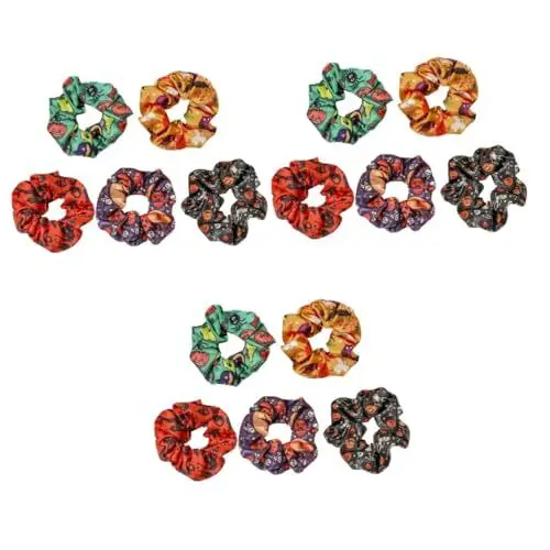 Produktbild: FRCOLOR 15 Stk Halloween-haargummi Dickdarm-haargummis Große Haargummis Halloween-haarschmuck Accessoires Für Haare Haarseile Halloween-ringe Für Frauen Herbstkürbis-scrunchie Stoff