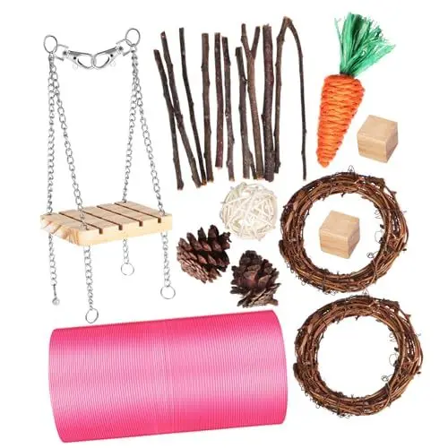 Produktbild: FRCOLOR 1 Satz Hamster Holzspielzeug Kauspielzeug Für Kaninchen Haustierspielzeug Spielzeug Für Hamster Frettchenspielzeug Beißspielzeug Kleintierspielzeug Pflege Kinderkrankheiten Hölzern