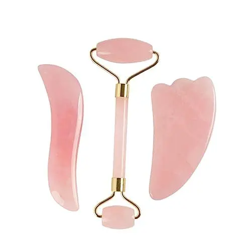 Produktbild: FRCOLOR Jade Massage Stone Roller Schönheitsgerät Für Massage Inklusive Abstreifplatte