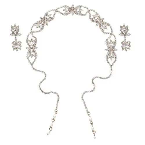 Produktbild: FRCOLOR Vielseitiges Hochzeitsschmuckset Stirnband Ohrringe Strass-tropfenohrringe Für Braut Und Brautjungfer
