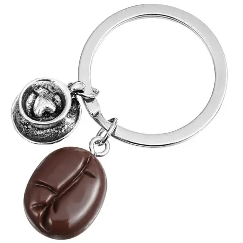 Produktbild: FRCOLOR 1 Stück Kaffeebohnen Schlüsselanhänger Set Ring Schlüsselanhänger Clip Halter Instant Cup Schlüsselanhänger Kaffeezubehör Schlüssel Kaffee Schlüsselanhänger Schlüsselband