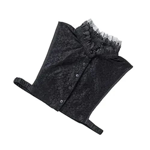 Produktbild: FRCOLOR 1 Stück falscher Kragen weiße Bluse Nacken für Spitzenkragen kropfkette Abnehmbarer Blusenkragen falscher Halskragen Pullover gefälschter Kragen Chiffon Black
