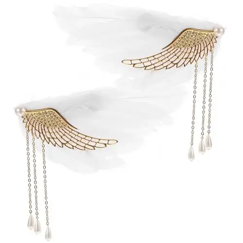 Produktbild: FRCOLOR 1paar Engelshaarspange Mit Plume-design Eleganter Haarschmuck Für Mädchen Für Hochzeiten Partys Und Bühnenaufführungen Einzigartiges Accessoire Für Besondere Anlässe