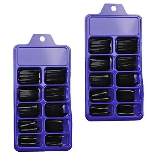 Produktbild: FRCOLOR 200pcs Falsche Nägel Lang mit Aufbewahrungsbox Vollständige Abdeckung Falsche Fingernägel Fake Nail Full Cover für Frauen Mädchen Nagelstudios Schwarz