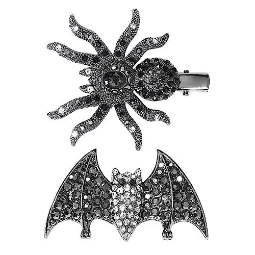 Produktbild: FRCOLOR 2 Stück Haarschmuck Für Frauen Kristall-Haar-Accessoires Gothic-Haar-Accessoires Gefälschte Spinnen-Haarnadel Fledermaus-Haarspange Glitzernde Fledermaus-Haarnadel