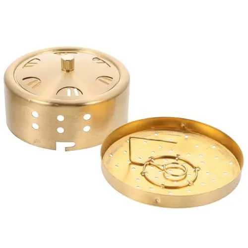 Produktbild: FRCOLOR 2er-box Rauchfreie Moxibustion Box Moxa-reiniger Haushaltsgeräte Tankständer Moxa-wärmetank Stand Tragbarer Brenner Gewichtsverlust Massagegerät Verstellbarer Ständer Kupfer Golden