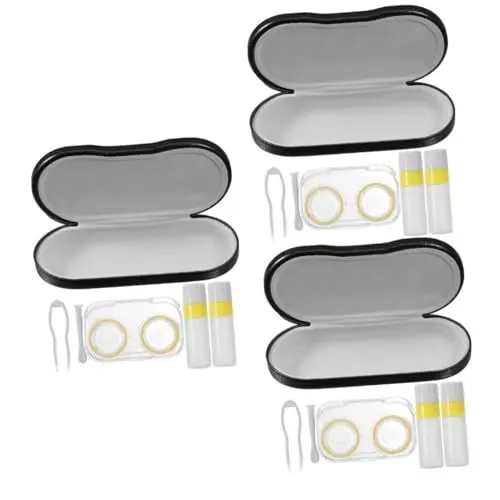 Produktbild: FRCOLOR 3 Sets Doppelschicht Brillenetui Brillenhalter Brillenetui Und Linsenetui Reise Brillen Organizer Etui Für Brillen Brillenetui Brillenhalter Beflockungstuch Gelb