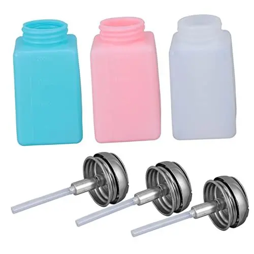 Produktbild: FRCOLOR 3st Flasche Nagelentferner Spender Für Nageltücher Reiben Alkohol 90 Prozent Flüssigkeitspressepumpe. Leere Nagellackentfernerflaschen Reisen Kosmetische Flasche Plastik Glas