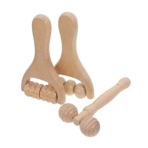 Produktbild: FRCOLOR Gesichtsroller Aus Holz Für Gesicht Und Hals 3-teiliges Set Gesichtspflege-essentials Einfach Anzuwenden Reduziert Schwellungen