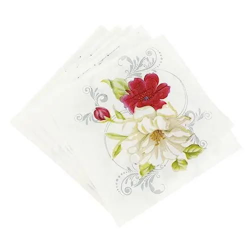Produktbild: FRCOLOR 40St Papierserviette für den einzug säckchen weiße Verzierungen Cocktailservietten Hochzeitsblumen druckt Serviette praktische Partyserviette jungfräulicher Zellstoff