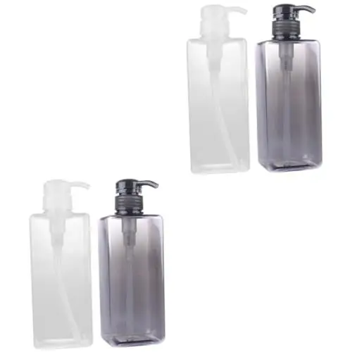 Produktbild: FRCOLOR 4stücke Pumpflasche Kunststoff Flaschen Für Shampoo Und Duschgel Nachfüllbar Schwarz Und Transparent Für Bad Küche Und Reisen