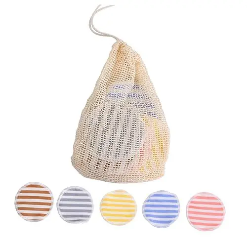 Produktbild: FRCOLOR 5stücke Puderquaste Reinigungspads Mit Beutel Make-up-entferner-pad Doppelseitig Bedruckt Wiederverwendbar Für Gesichtsanwendung