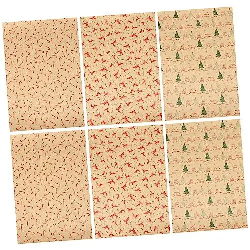 Produktbild: FRCOLOR Verpackungspapier für Weihnachten 6 Blatt Geschenkpapierrolle Festliches Geschenkpapier für Weihnachten