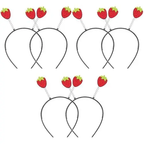 Produktbild: FRCOLOR 6 Stk Erdbeer Stirnband Haarschmuck Aus Früchten Erdbeer Haarschmuck Kopfschmuck Aus Früchten Kinder-früchte-stirnband Früchte-kopfschmuck Erdbeere Mädchen Obst Plastik Kleidung