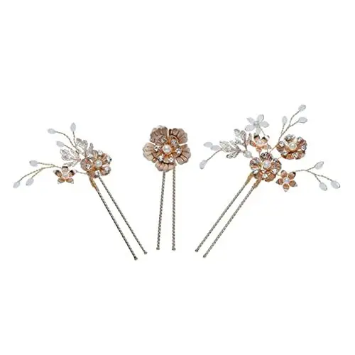 Produktbild: FRCOLOR 6 Stk Haarnadel Hochzeit Bobby Brautkopfschmuck für die Hochzeit Hochzeits-Haarstab haar spangen haare haarschmuck Braut Haarstock Braut Haargabel Eisenflocken Golden