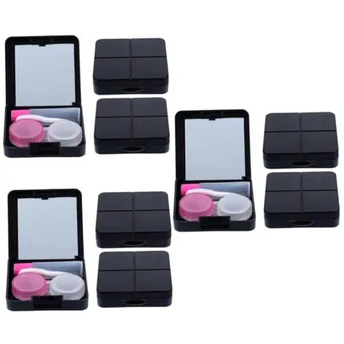 Produktbild: FRCOLOR 9 Sätze Kontaktlinsenbehälter Fall Reise-Kontaktlinsenhalter Objektiv- brillenbox brillenetui tragbarer Linsenbehälter Kleiner Kontaktlinsenhalter pp Black