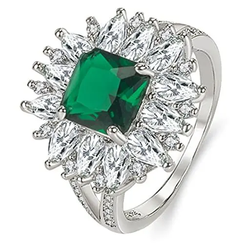 Produktbild: FRCOLOR Edelsteinring Zirkonia für Damen Verlobungsring mit Klauen Eleganter für Hochzeiten Jubiläen Besondere Anlässe