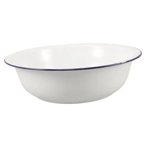 Produktbild: FRCOLOR Emaille-Fußbad Fußwaschbecken Emailleschale groß Obstschale fußbad becken Fußbecken emaille waschbecken Retro Fußbadewanne Waschbecken aus Edelstahl Fußbadbecken aus Emaille Weiß