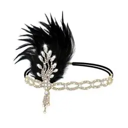 Produktbild: Federn Stirnband Strass Flapper Kopfschmuck 20er Jahre Stil Flapper Haarband Great Damen Fasching Kostüm Accessoires