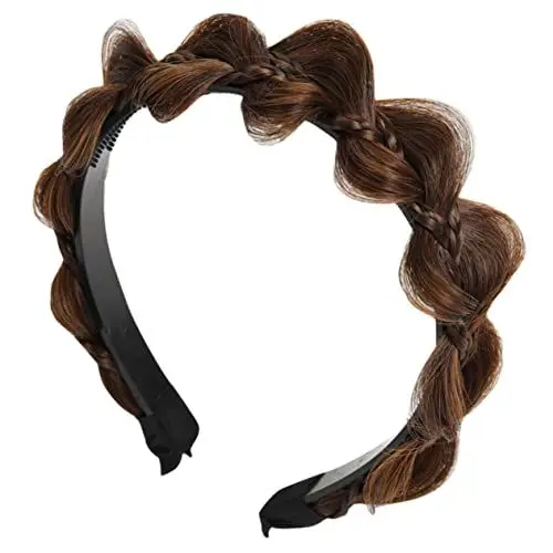 Produktbild: FRCOLOR Fischgräten-Stirnband Schwarzes Stirnband Haarteile Für Kopfstücke Für Frauenhaare Geflochtenes Stirnband Zopf-Stirnband Geflochtene Haarreifen Kunsthaar-Stirnband
