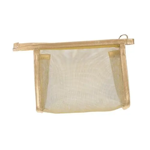 Produktbild: FRCOLOR Kosmetiktasche Aus Mesh Reisetasche Kleine Netztaschen Mesh -kosmetiktasche Netzbeutel Kulturbeutel Für Reisende Frauen Mesh -toilettenbeutel Damen Kulturbeutel Golden Nylon