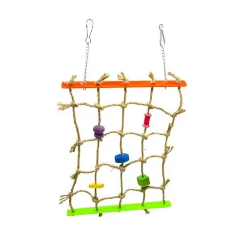Produktbild: FRCOLOR Papageienspielzeug Spielzeuge Spielzeug für Vogelkäfige Vogel hängende Schaukeln Spielzeug Papageienkäfig Papageienständer Spielzeug Papageienbissspielzeug Acryl Zwirn Netz Bambus