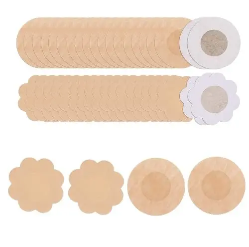 Produktbild: Frdelma Nippel Cover，20 Paar Nippel Abdeckungen Unsichtbare Nippelabdeckung Nipple Cover für Frauen Mädchen Party Rund und Blumenförmig 6 ​​cm
